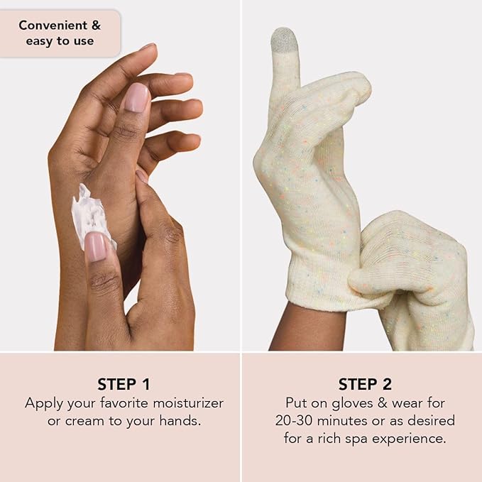 Kitsch Moisturizing Gloves Overnight for Dry Hands Treatment, for Women & Men | Soft Hydrating & Infused Gel Spa Gloves for Kids, One Size Fits Most, Washable & Reusable Pair