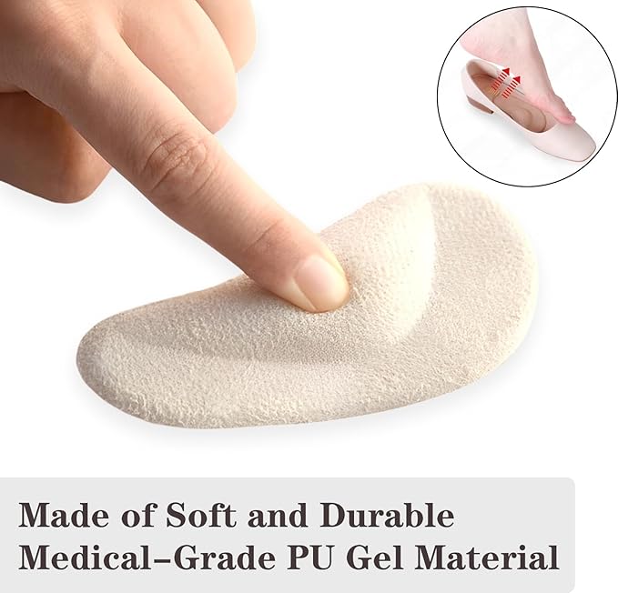 Correct-Position Gel Arch Support Insoles: Plantar Fasciitis & Flat Feet Relief, Adhesive Foot Pads for Pressure-Free Comfort- 6 Pairs