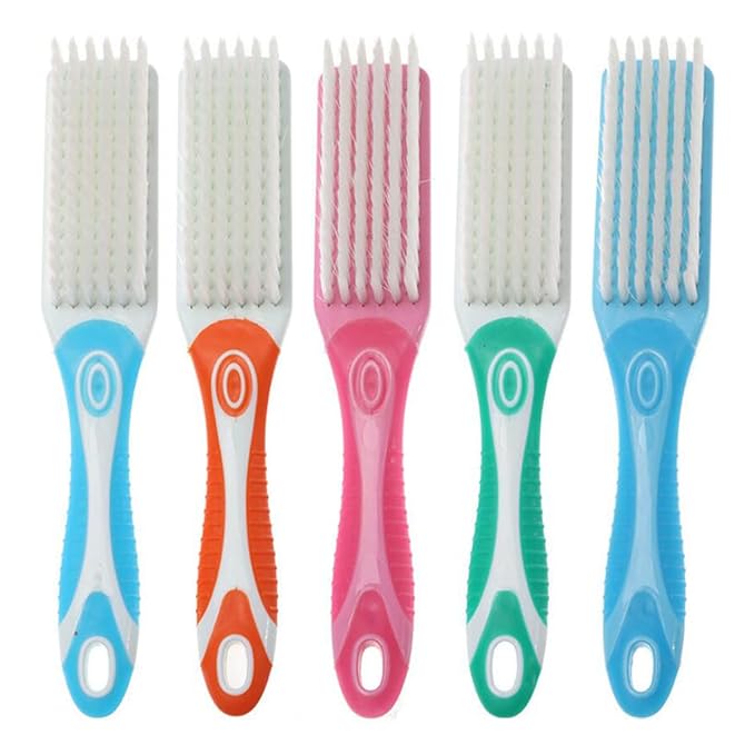 Nail Brush Fingernail Cleaner,3 Pcs Handle Grip Nail Brush,Cleaner Scrub Brush,Long Handle Pedicure Brushes Hand Fingernail Scrub Brush Kits for Nails Toes Home Cleaner(Random Color)