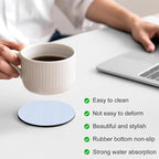 Farmhouse Blue Thin Lines Coasters Set of 6, Absorbent Coasters - Image 4