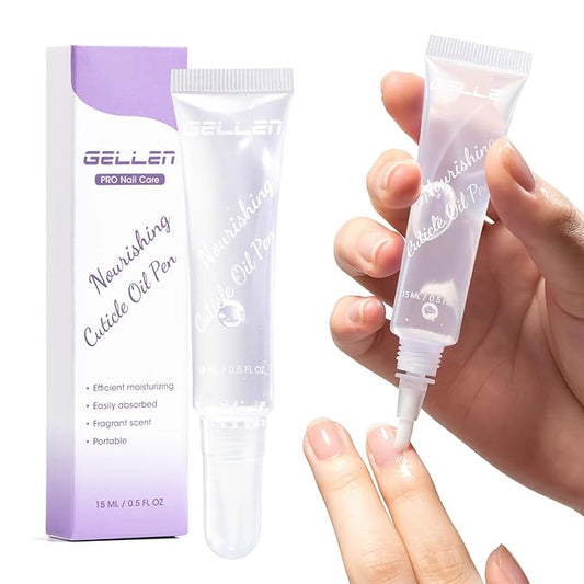 Gellen Nail Cuticle Oil Pen, Travel-sized Soft Brush Design, Rich in Jojoba Oil & VE, Soften Cuticle Strengthen Growth & Moisture Treatment for Dry Hangnail Thin Nails, 15ml Fragrance-free