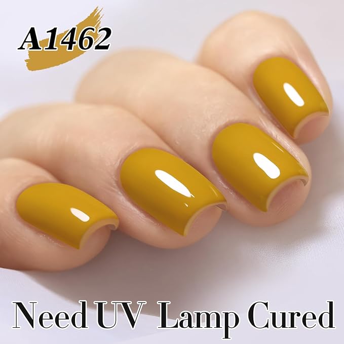 Double Rhythm Gel Polish 15ML Jelly Sheer Pastel Light Milky Color Pearl White Bottle 1 PC 0.5 OZ Full Size Nail Art Salon at Home (Yellow-D1462)