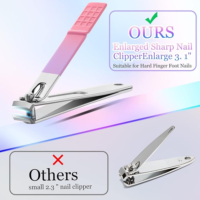 Aceoce Manicure Set Women Nail Clippers Professional Manicure Pedicure Kit Stainless Steel Nail Cutters Grooming Kit Personal Care Tools with Travel Case Gift for Women Gradual Purple