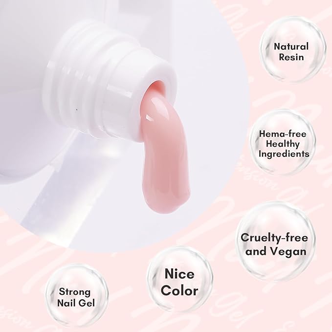 Makartt Poly Nail Gel: 50ML Strong Builder for Nails, Rose Nude Pink Color for Extension, Multifunctional Strengthener Hard Gels, Long-Lasting, Easy-to-go Manicure Supplies for DIY at Home Salon-VIP