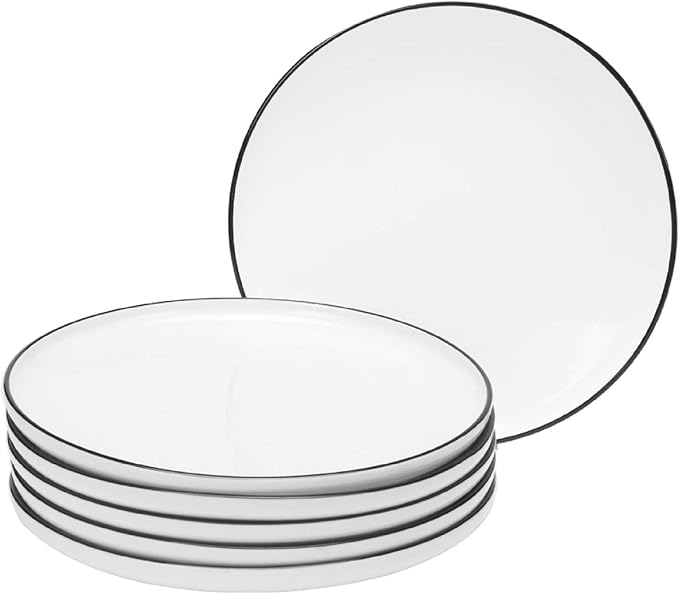 10 Inch Porcelain Dinner Plates, Elegant White by BonNoces
