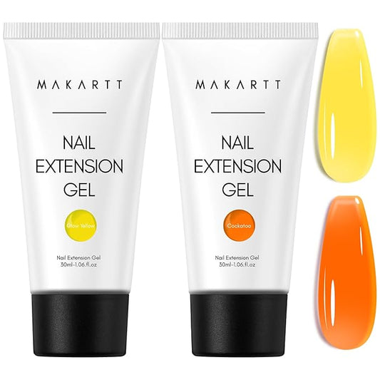 Makartt Poly Nail Gel Set: Orange Yellow Colors, Strong Builder for Extension Overlay Strengthener 3D Diy, Multifunctional, Long-lasting for Nails French Manicures Home Salon-2PCs 30ML