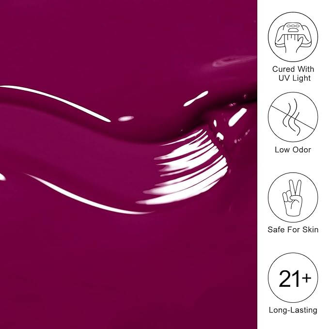 Imtiti Burgundy Gel Nail Polish, Burgundy Red Gel Polish Autumn Winter Soak Off UV LED High Gloss Art Manicure Salon DIY Design 10ML
