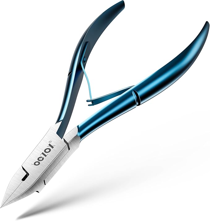 BEZOX Straight Blade Toenail Clippers - Wide Open Pointed Jaw Toe Nail Clippers for Ingrown Nails, Precision Grooming Toenail Scissors for Seniors Thick Toenails - Blue