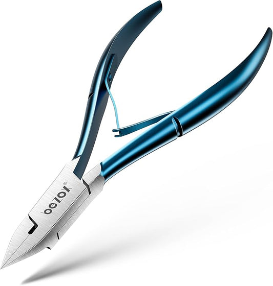 BEZOX Straight Blade Toenail Clippers - Wide Open Pointed Jaw Toe Nail Clippers for Ingrown Nails, Precision Grooming Toenail Scissors for Seniors Thick Toenails - Blue