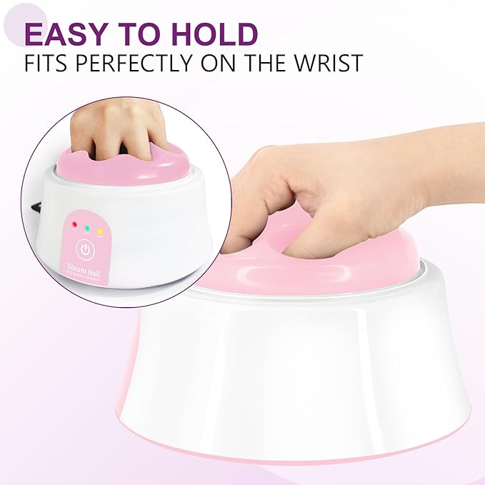 Electric Nail Soak off Bowl Heated, Manicure Nail Soaking Bowl Nail Soaker with Gold Cuticle Pusher for Acrylic Nail Polish Remover, Pink