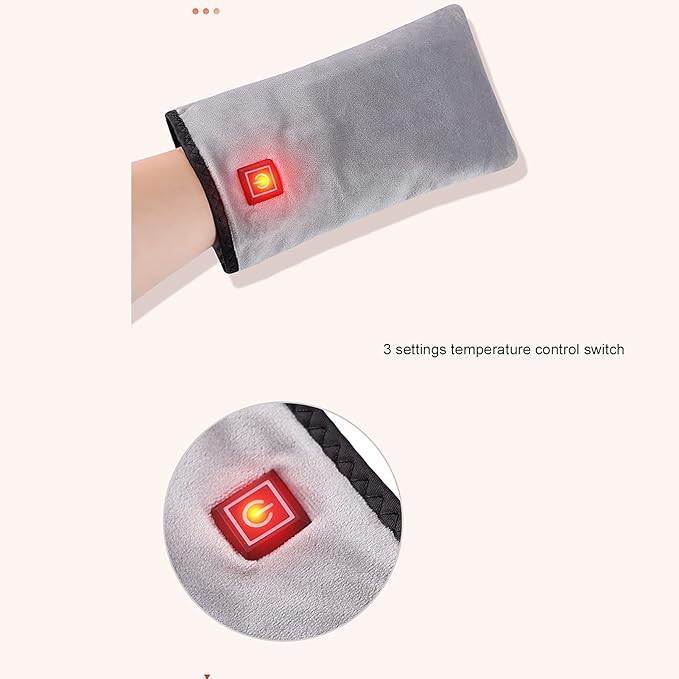 Heated Gloves,3 Settings Electric Heated Mittens Gloves for Hand, Hand Warmer Gloves for Spa Hand Care Women Beauty Nail Art Manicure (Brown)