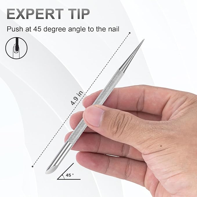 2Pcs Nail Cleaning Cuticle Stick Tool, Stainless Steel Cuticle Pusher, Nail Polish Remover tool, Professional Pedicure Nail Art Care Portable Nail Cleaner for Fingernails Toenails Manicure