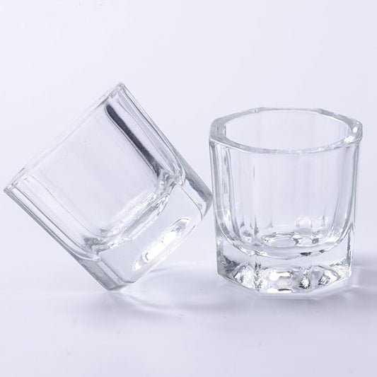 2PCS Nail Dappen Dish Acrylic Powder Holder Glass Nail Dampen Dish Liquid Cup for Acrylic Nail Clear Crystal Nail Jar(2 pcs no lid)