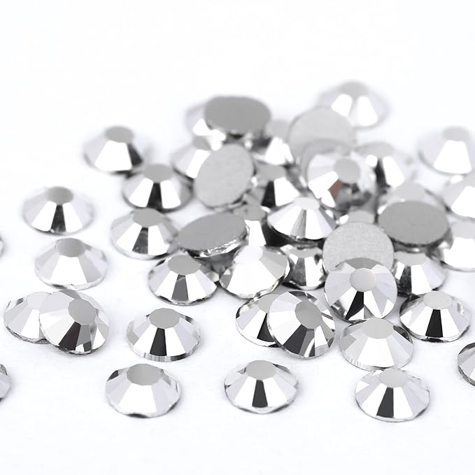 Novani Rhinestones 3000Pcs Flatback Crystal Round Loose Gemstones Glass Rhinestones for Crafts Makeup Nail Art Clothes Shoes DIY Decorations(SS6, 1.9-2.0mm,Sliver)