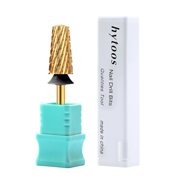 Safety Carbide Tapered Nail Drill Bits,Titanium Coating Round Top 3/32 Manicure Bit, Two-way Rotate for Both Hand, Nails Accessories Thick Gel Remover Tool (XC, titanium)