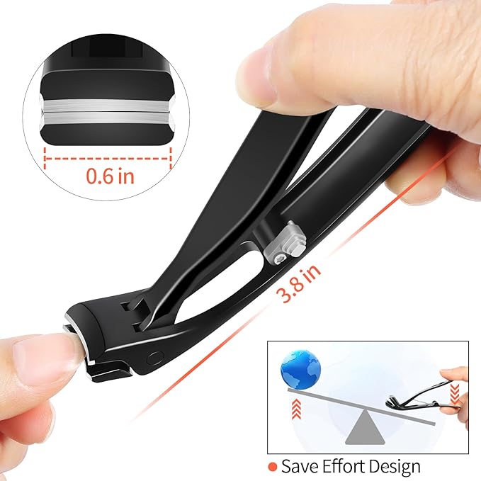 Nail Clippers for Men Toenail Clippers and Fingernail Clipper Toe Nail Clippers for Women Nail Clipper with Long Handle Wide Jaw (D-Black New)