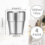 Metal Cup, 10 oz Insulated Tumbler, 4 Pack Double Wall Unbreakable Stackable - Image 2