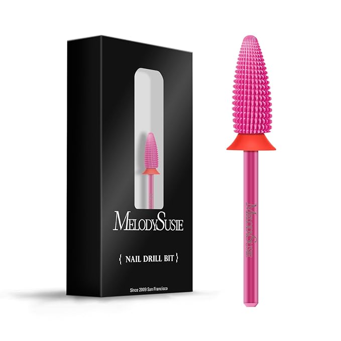 MelodySusie Typhoon Nail Drill Bits, 3/32'' Carbide Tungsten Multi-function Bits, Fast Remove Acrylic or Hard Gel for Manicure Pedicure Salon Professional or Beginner, Pink Blossom, Fine