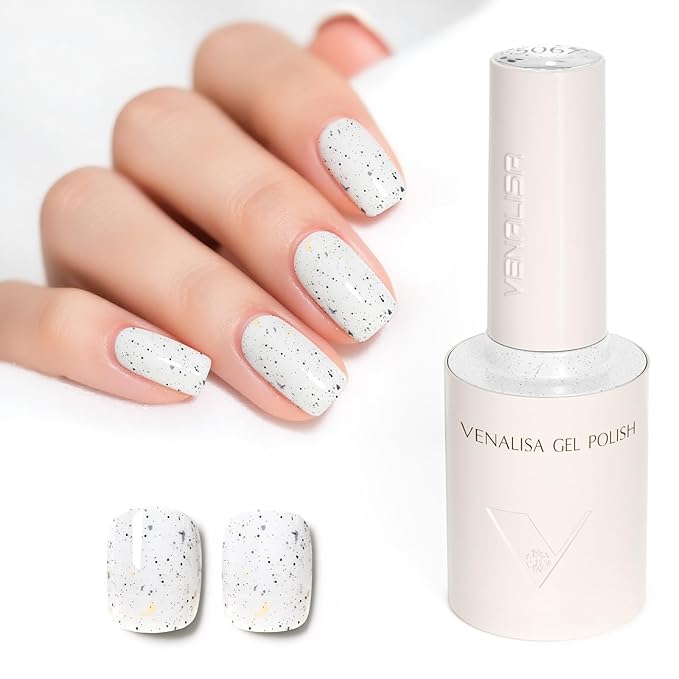 VENALISA Eggshell Effect White Glitter Gel Nail Polish 1 Pcs 10ML Soak Off Salon Manicure DIY at Home Nail Art For Girls Women