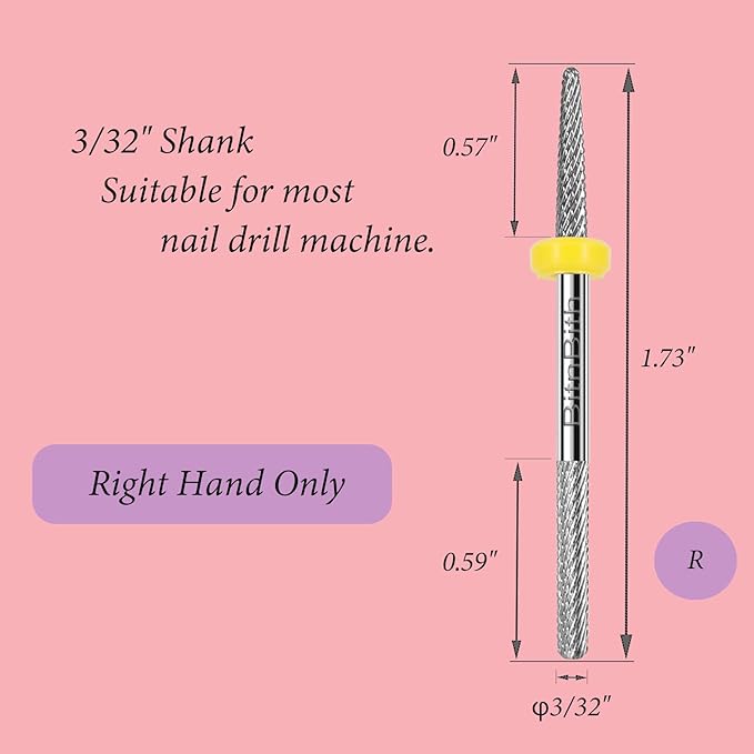 Nail Drill Bit Double Heads Cuticle Drill Bit 3/32" Professional Tungsten Carbide Nail Bit,Safety for Nail Prepare,Dead Skin Cleaner,Manicure Pedicure Nail Supplies Home Salon,Extra Fine