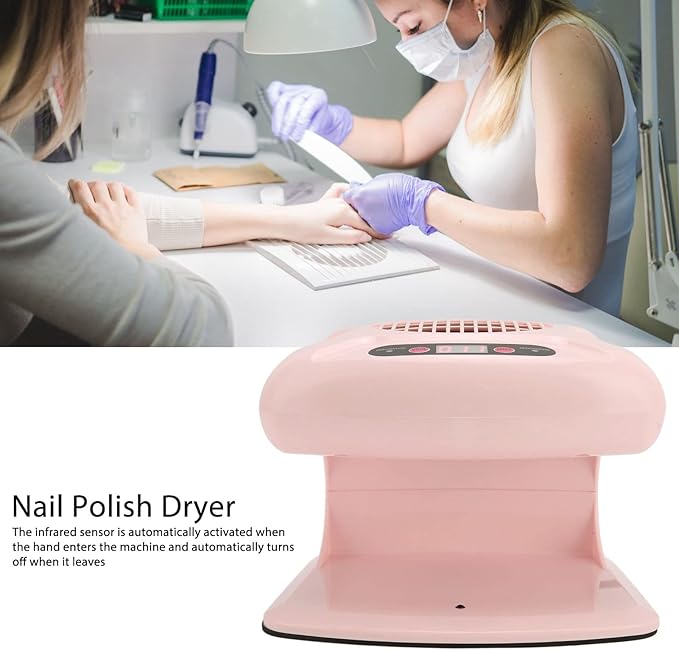 ZJchao Air Nail Dryer, 300W 2 in 1 Automatic Induction Cold Hot Air Nail Polish Drying Fan Wind Blower Dryer for Regular Nail Polish, Home and Salon Use