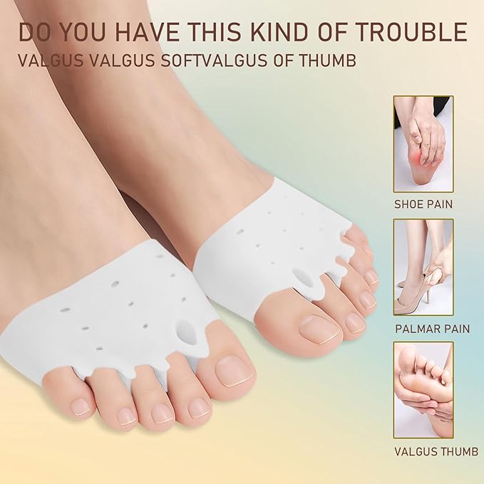4 Pairs Silicone Toe Separators for Women & Men Soft, Breathable Toe Spacers for Comfort, Bunion Relief, and Pedicure – Toe Alignment Correctors