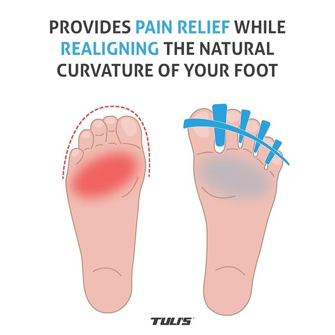Tuli’s Soft Moves Adjustable Toe Separators, Silicone Toe Spacers for Alignment, Bunions, Hammertoes, Plantar Fasciitis, Yoga, Morton’s Neuroma, and Foot Health, One Size Fits All, Blue