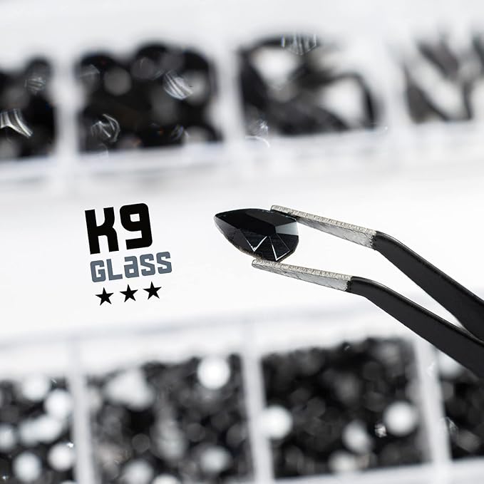 4080Pcs Black Nail Rhinestones Multi Shapes Flatback Jet Black Gems for Nails Round Beads K9 Glass Nail Crystals Stones Diamonds jewels Nail Art Supplies Charms for Nail Face Eyes Makeup Crafts