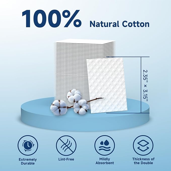 Cotton Pads, 100% Pure Cotton and Lint Free, 200 Count. Cotton Rounds for Face, Natural for Makeup Remover, Nail Polish Remover, Suitable for All Skin Types (200 Count (Pack of 1)