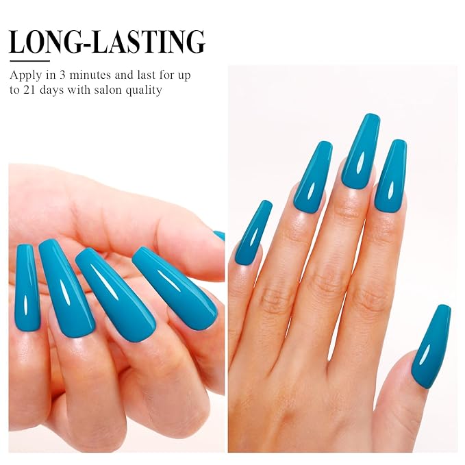 Imtiti Blue Gel Nail Polish, 15ML Turquoise Blue Gel Polish Autumn Winter Gel Nail Kit