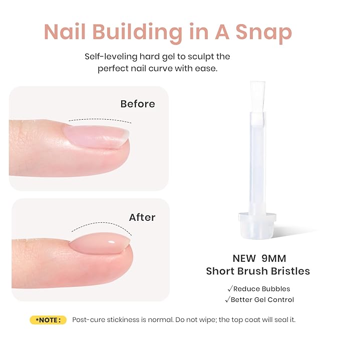 Beetles Builder Gel HEMA-Free-Amber Embrace 2 Colors 7 in 1 Nail Thickening Strengthening Building Apex for Beginner DIY Salon at Home,Nude & Glitter Builder Nail Gel,UV & LED Lamp Cured Needed