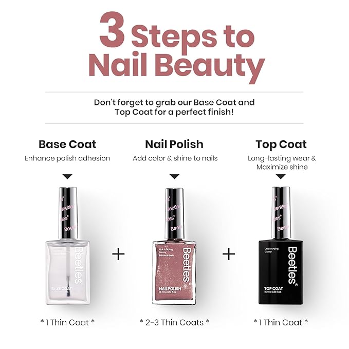 Beetles Nail Polish Glitter Champagne Gold 1Pcs 15ml Fast Drying & Long Lasting Nail Polish Shimmer Winter Champagne Color Art Effect for Nail Salon DIY Manicure