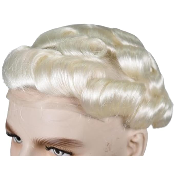 Human Hair Toupee for Men 10x8 Inch,European Human Hair Lace Front Natural Hairline Hair Pieces with 0.06mm Thin Skin PU V-looped Men's Hair Replacement System (#60R White color,100% human hair)