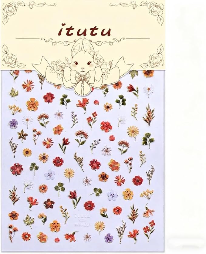 Flower Nail Sticker 5D Embossed Floral Nail Art Stickers Self Adhesive Nail Decals Colorful Flower Nail Art for Women Girls Manicure Supplies Nails Art Decorations