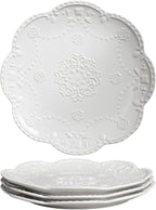 Gaolinci European Palace Series Lace Embossed Ceramic Dinner Plate by Gaolinci