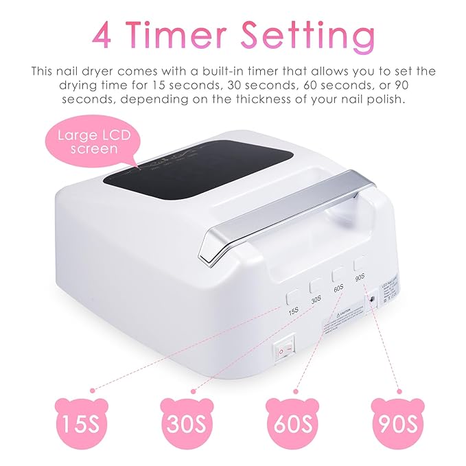 72W UV LED Nail Lamp Quick Drying Gel Nail Dryer with 4 Timer Settings Smart IR Sensor Nail UV Light for Gel Polish Gel Curing Lamp for Toes Nails Compatible with All Gel Type