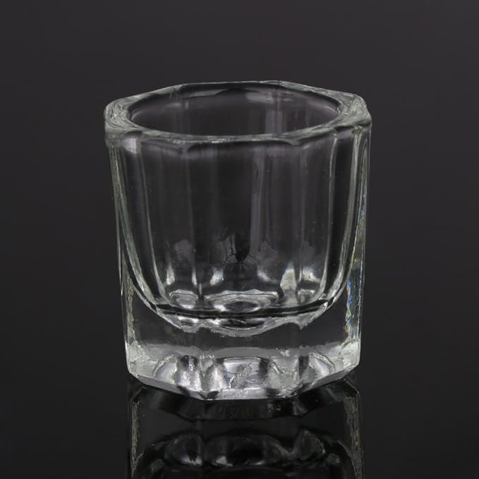 2PCS Nail Dappen Dish Acrylic Powder Holder Glass Nail Dampen Dish Liquid Cup for Acrylic Nail Clear Crystal Nail Jar(2 pcs no lid)