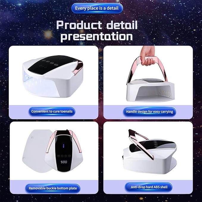 UV LED Nail Lamp Cordless Rechargeable UV Light for Gel Nails Polish,96W Portable Nail Dryer Light,Fast Curing Gel x Polish Lamp with 48 Beads,Auto Sensor,4 Timers,Touch Screen,Nail Art Drying Tools