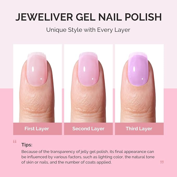 MelodySusie Purple Gel Nail Polish, 0.5Fl Oz Jeweliver Gel Polish Milky Lavender Pastel Cream Color Soak Off UV LED Light Cure Manicure Nail Art DIY at Home JP39