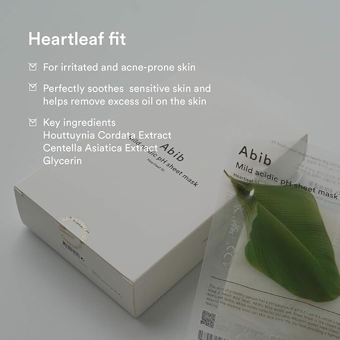 Abib Mild acidic pH sheet mask Heartleaf Fit 30ml (10pcs)