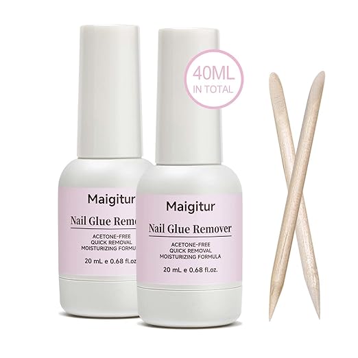 40ML Nail Glue Remover for Press On Nails - False Nails Tips - Acrylic nails Press On Nail Remover Easy Removal Debonder for Glue on Nail Tips,Non-Acetone Nail Polish Remover