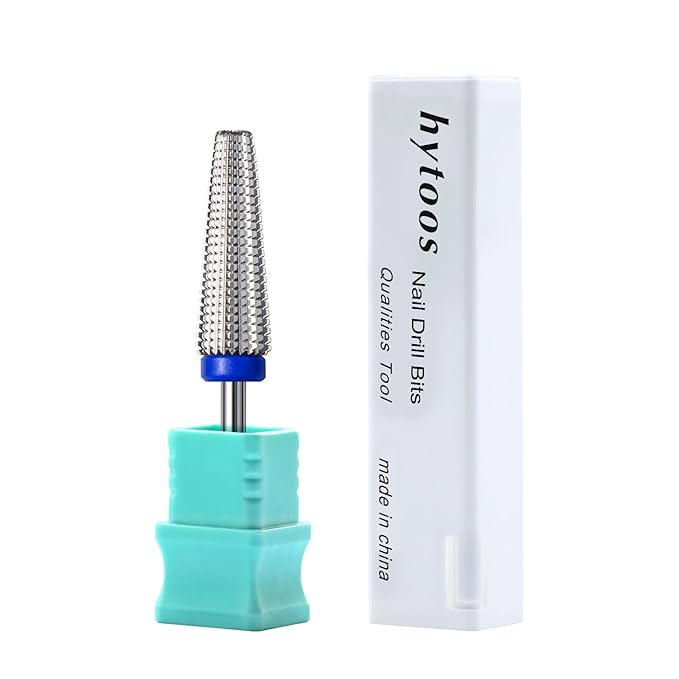 Long 5 in 1 Nail Drill Bits, 20mm Medium Straight Cut Tapered Nail Bit, 3/32 Two-way Safety Carbide Drill Bits for Nails, Electric Manicure Drills Remove Gel