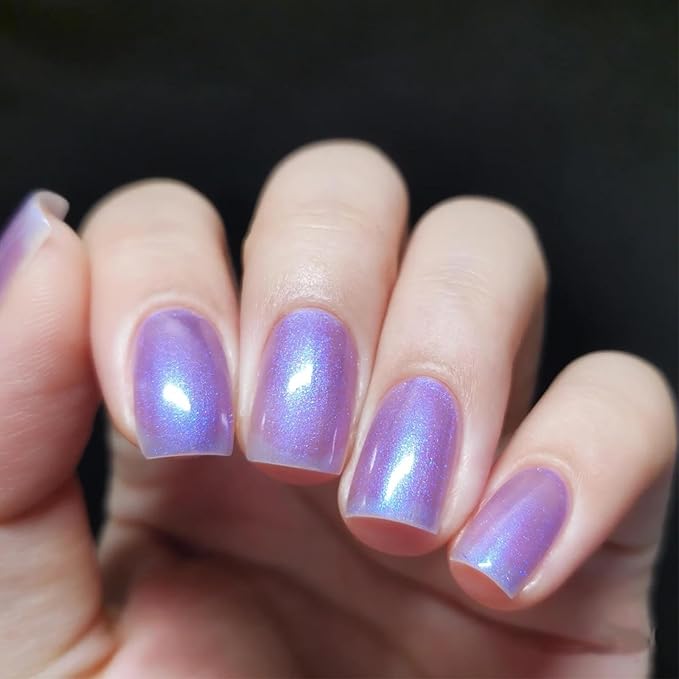 COSMOO Blue Shimmer Nail Polish, Shimmer Blue Long-Lasting Quick Dry Nail Lacquer, Shimmer Iridescent Nail Art Varnish