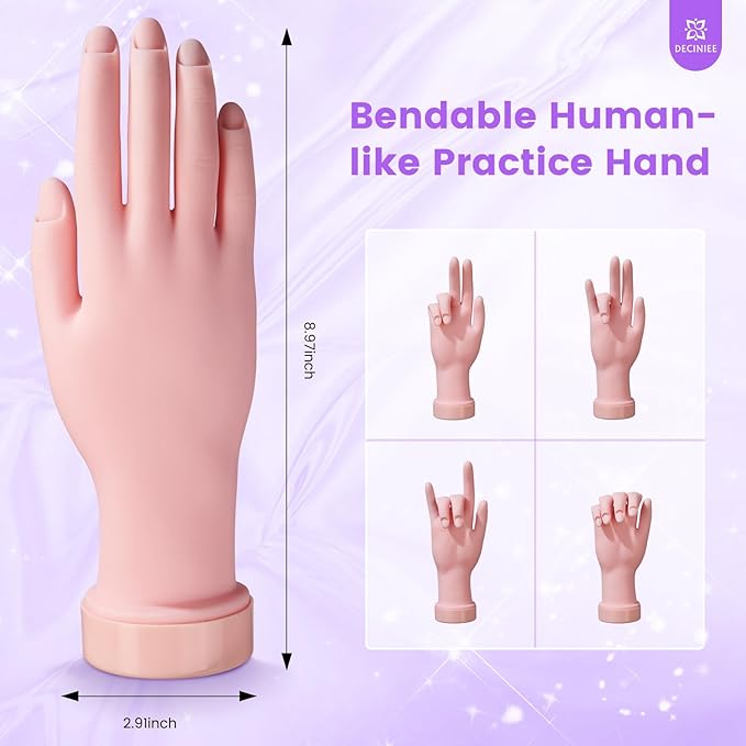 Nail Kit for Beginners with Everything: Professional Nail Acrylic Powder Liquid Set with Practice Hand Drill U V Light in Cosmetic Bag for Women Salon Home(Purple)
