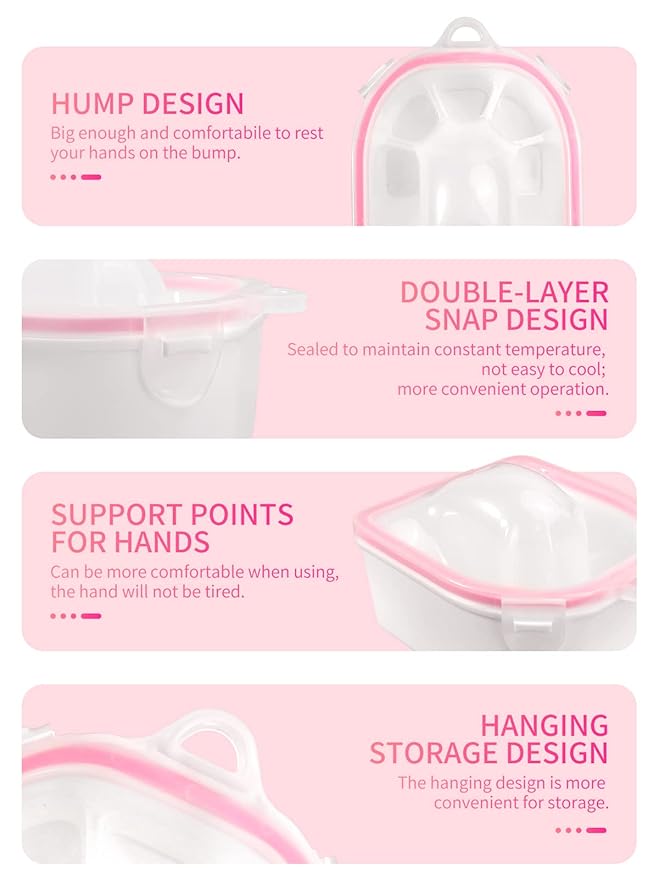 Nail Soaking Bowl, Soak Off Gel Polish Dip Powder Remover Manicure Bowl with Triangle Cuticle Peeler and Stainless Steel Cuticle Pusher Nail Art Tool (Pink-3pcs set)