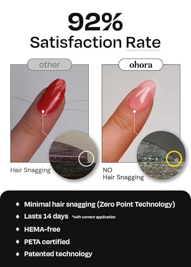ohora Semi Cured Gel Nail Strips (N Noir) - Dark, Patterned, Works with Any UV/LED Lamps, Salon-Quality, Long Lasting, Easy to Apply & Remove - Includes 2 Prep Pads, Nail File & Wooden Stick