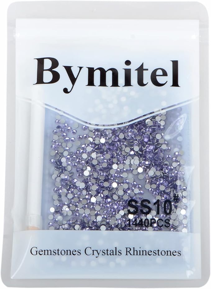 2880PCS Art Nail Rhinestones Non Hotfix Glue Fix Round Crystals Glass Flatback for DIY Jewelry Making with one Picking Pen (ss10 2880pcs, Tazanite)