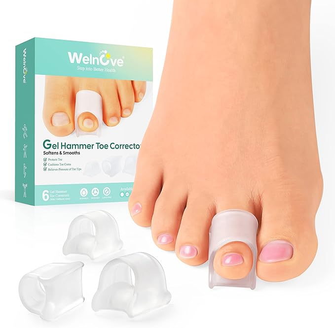 Welnove Hammertoe Corrector - Toe Straightener to Curled Toes, Broken toe, Bunion Corrector for Women and Men, Medium*3 Pairs