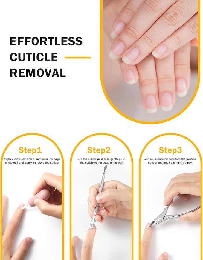BEZOX Cuticle Trimmer with Pusher - Salon Quality Cuticle Clipper with Cuticle Pushers, Super Sharp Cuticle Cutters and Dual-End Nail Pushers Cuticle Stick, Professional Manicure Tools