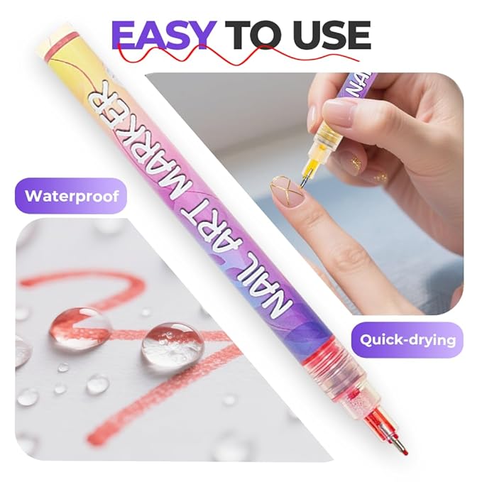 12 Color 3D Nail Art Pens Set, Nail Art Pens for Painting Nails Art Markers for Gel Nails